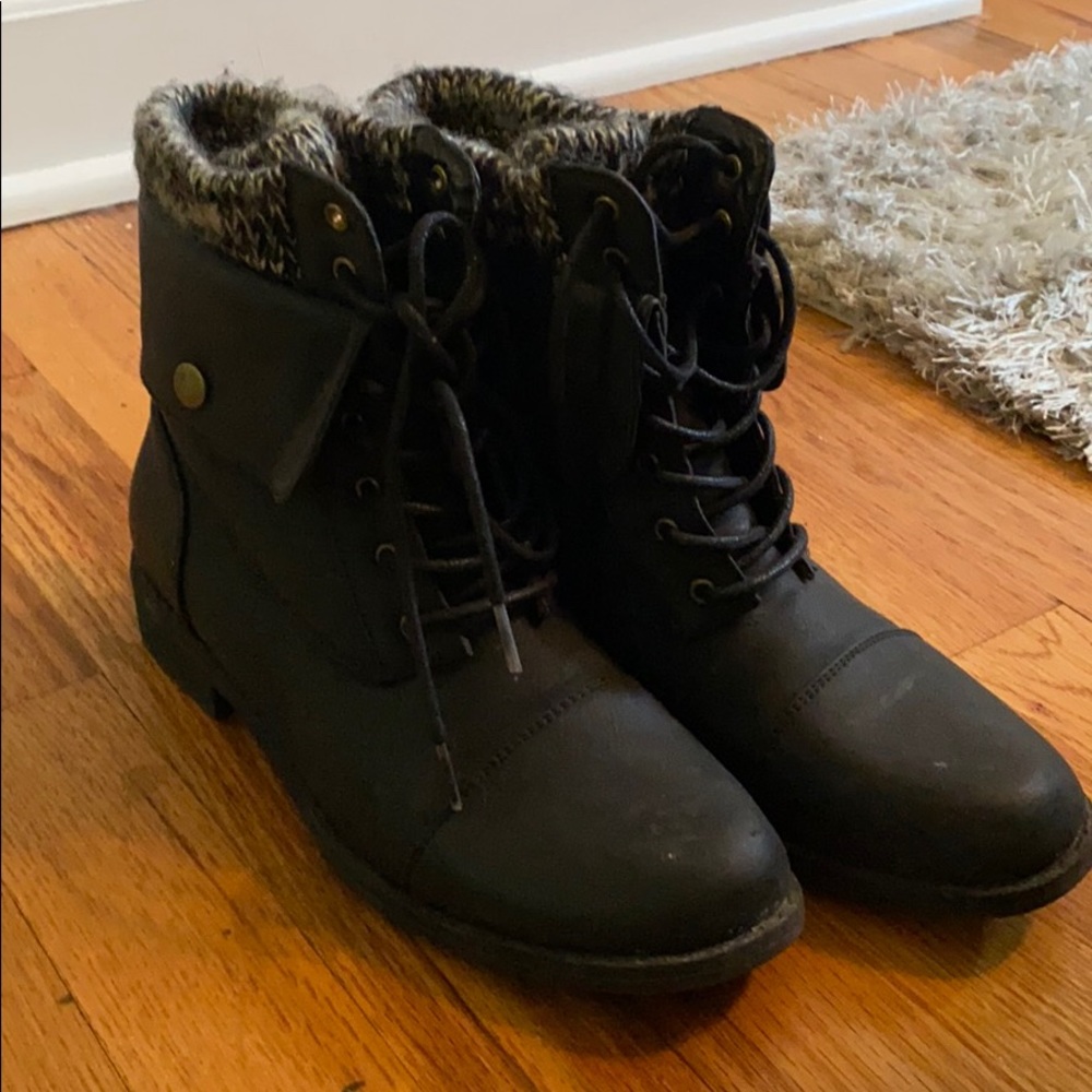 Black combat boots
